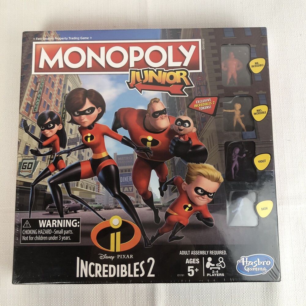 Monopoly Junior Incredibles 2 Board Game Disney PIXAR Hasbro Sealed